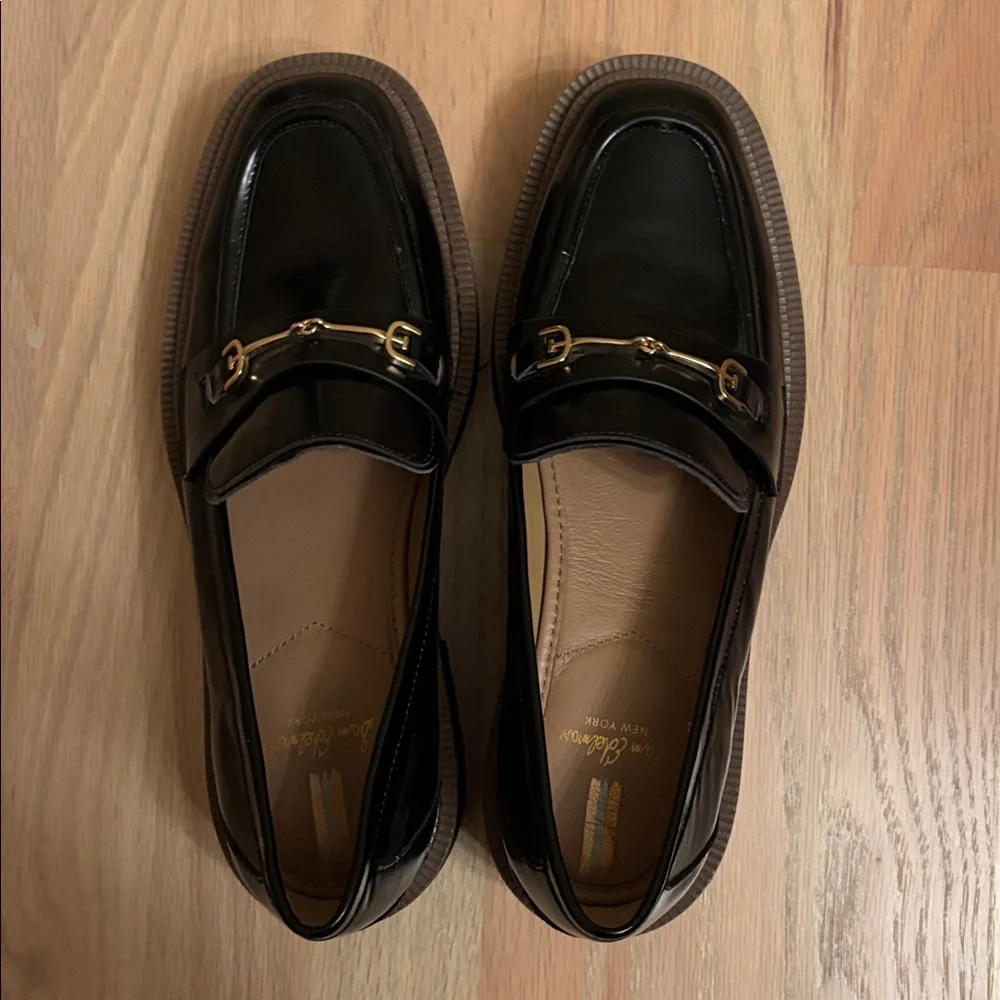 Sam Edelman Black Loafers with Gold Accent - Picture 2 of 10